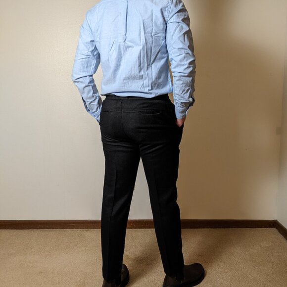 Black Drawstring Flannel Trousers - Picture 3 of 3